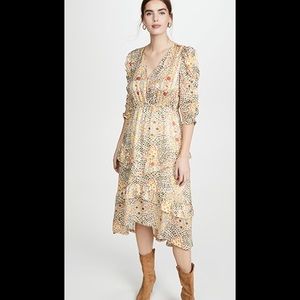 Ba & Sh Happy ruffled metallic printed georgette dress